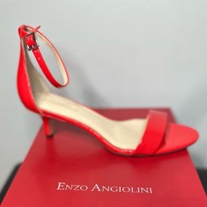 Enzo Angiolini EP-Kailee Kitten Heel Sandals Women's Size  8&1/2M Summer Red